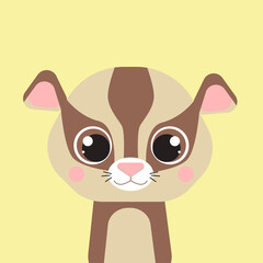 Sugar possum. Set of animals in cartoon style. Cute animals of Australia. A collection of small animals in the children's style. Cockatoo, duckbill, kangaroo, koala, 