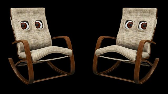 Rocking Chair Talking 3d Chatracter Catoon Looped Alpha Channel