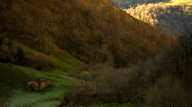 Landscape in Cantabria Mountains, Valle del Pas, Spain