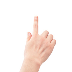指でタッチ操作する男性の手_スマホ操作_タップ_スワイプ_指を差す_背景透過切り抜き合成用png素材