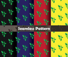 Seamless pattern green leaves. Flat vector template. Wrapping tea leaves pattern seamless vector illustration. Trendy green tea plant bush leaves floral textile ornament. Herbal sketchy repeating back