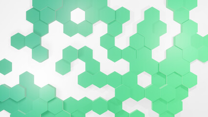 Fototapeta na wymiar Hexagonal background with green hexagons, abstract futuristic geometric backdrop or wallpaper with copy space for text