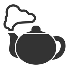 Hot tea pot steams - icon, illustration on white background, glyph style