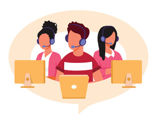 Live support concept. Business customer care service concept. Icon for contact us, support, help, phone call and website click. Flat vector illustration.	
 - obrazy, fototapety, plakaty