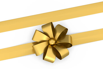 Fototapeta premium Realistic decorative bow or ribbon for gift box isolated on white background.