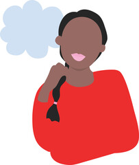 Young Black Woman Thinking with Cloud Icon Remembering Concept illustration