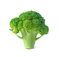 Fresh broccoli isolated on a white background. Vegetarian food. Side view