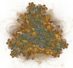 abstract pattern in golden blue tones in the form of sheaves of flowers