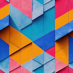 Colorful concrete wall triangles seamless pattern