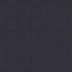 Art Deco Squares Outline Seamless Pattern Vector Luxury Abstract Background. Royal Textile Design Line Art Geometric Structure Repetitive Trendy Wallpaper. Stylish Linear Continuous Posh Abstraction
