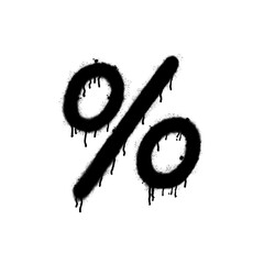 Percent icon. Black graffiti spray element isolated on a white background. © savvalinka