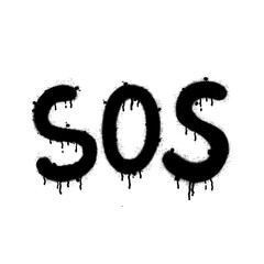 Sos phrases. Black graffiti spray element isolated on a white background.