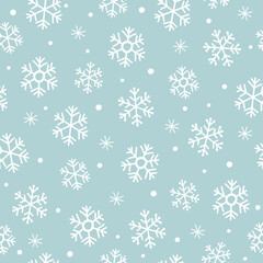 Winter seamless pattern with snowflakes. Vector illustration.  It can be used for wallpapers, wrapping, cards, patterns for clothes and other.