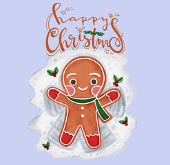 happy christmas angle snow ginger bread