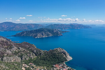 Fototapeta na wymiar Marmaris Turunc mountains and coasts from top, aerial photography drone view