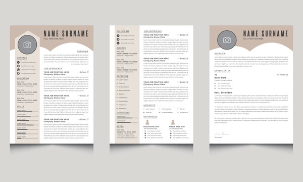Professional resume letterhead business layout, Creative cv template vector minimalist for job applications
