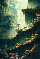 Mushroom Forest, Made by AI, Artificial Intelligence