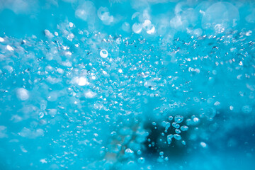 Beautiful water waves -  Splashed water wave in clean blue water, clean filtered water ready for drinking - obrazy, fototapety, plakaty