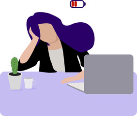 Professional burnout syndrome. Tired employee, mental health problems