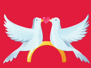 dove with heart.Valentine's day vector design concept
