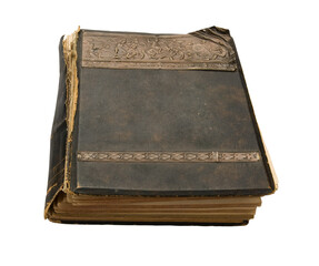 Obraz premium old book with an engraving, isolated on white background