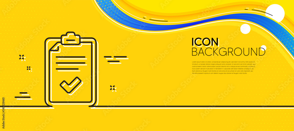 Poster checklist line icon. abstract yellow background. survey report sign. business review symbol. minimal