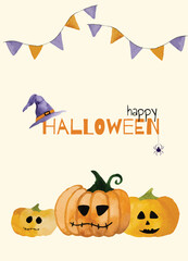 Halloween watercolor pumpkin