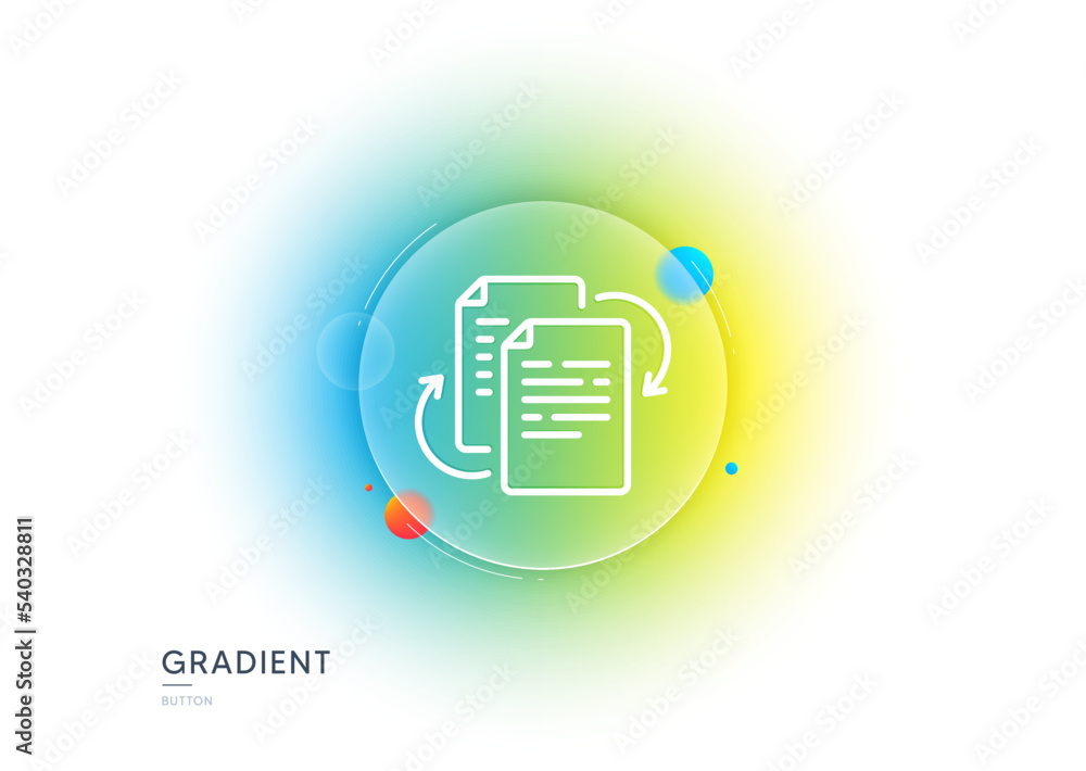 Poster documents workflow line icon. gradient blur button with glassmorphism. doc file page sign. bureaucra