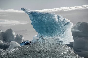 Landscape view of the glacier lagoon icebergs