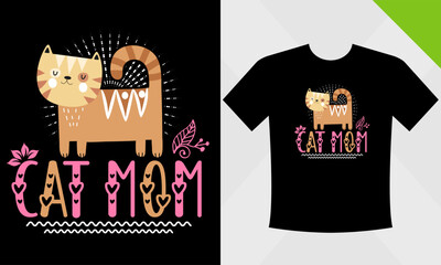 Cat t-shirt design template eps file for cat vector