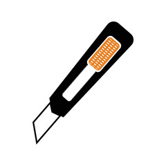Stationery office knife cutter icon | Black Vector illustration |