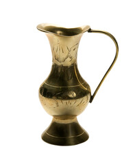 Ancient bronze jug, isolated on white background