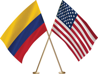 Colombia,US flag together.American,Colombia waving flag together