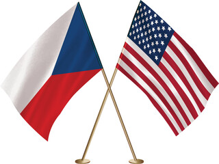 Czech Republic,US flag together.American,Czech Republic waving flag together