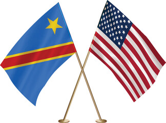 Democratic Republic of the Congo,US flag together.American,Democratic Republic of the Congo waving flag together