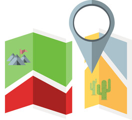 map and flag simple and flat style