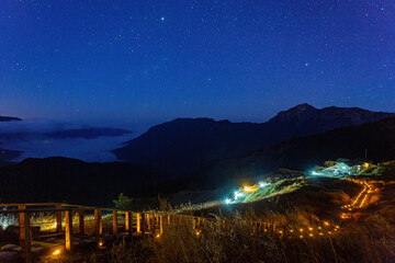 Night starry sky landscape of Hehuanshan