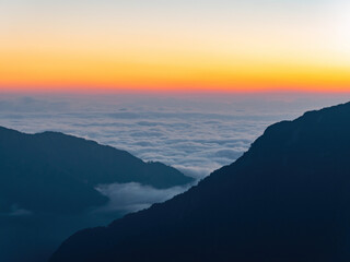 Sunrise beautiful landscape of Sea of clouds over Hehuanshan