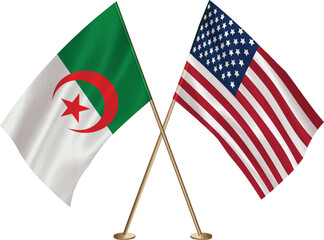 Algeria,US flag together.American,Algerian waving flag together - obrazy, fototapety, plakaty