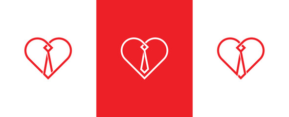 Heart Tie Logo Concept sign icon symbol Element Design. Love, Necktie, Business Logotype. Vector illustration template