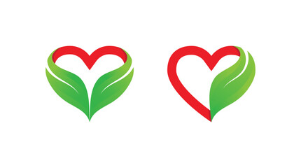 Heart Love Leaf Logo Concept icon sign symbol Element Design. Herbal, Natural Products, Cosmetics, Ecology, health Care, Spa Logotype. Vector illustration template