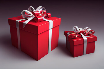 Fototapeta premium Geschenkbox groß und klein mit Schleife isoliert 3d Illustration