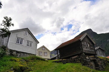 Fototapeta na wymiar Old wooden houses. A UNESCO historical monument in Norway.
