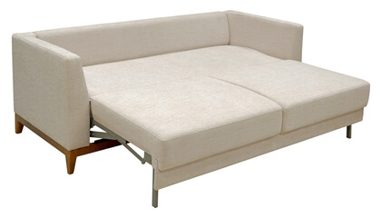 Sofa isolated on white background. Including clipping path. The sofa is laid out for sleep