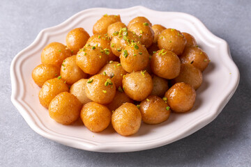 Traditional Turkish Lokma Sweet. Turkish name; lokma