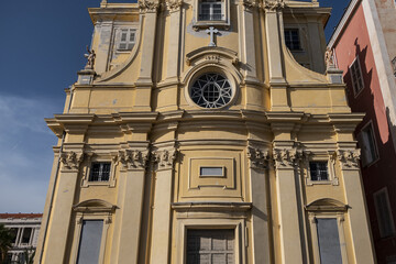 Fototapeta na wymiar Chapel of Mercy (Chapelle de la Misericorde) - 18th century Roman Catholic Baroque chapel situated in the central marketplace of Nice. Nice, France.