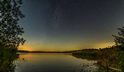 starry night view on lake