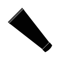 Beauty care cream tube icon | Black Vector illustration |