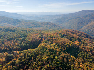 Aerial Autumn panorama of Vitosha Mountain, Bulgaria