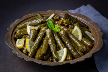 Turkish foods; stuffed leaves (yaprak sarma dolma)